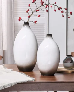 Wazon dekoracyjny BAEZA Ceramika 36 cm Biały
