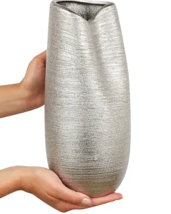 Wazon dekoracyjny DERBE Kamionka 32 cm Srebrny