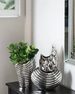 Wazon dekoracyjny ECETRA Kamionka 26 cm Srebrny