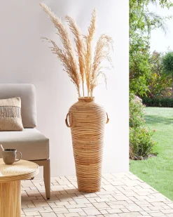 Wazon dekoracyjny ELATIA Rattan 70 cm Naturalny