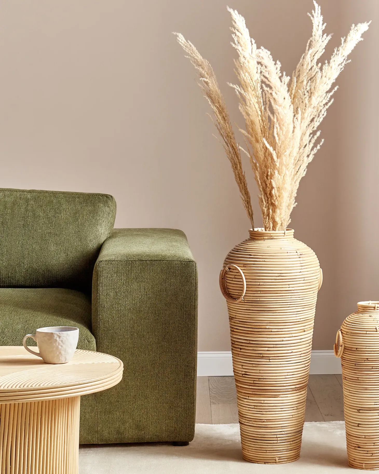 Wazon dekoracyjny ELATIA Rattan 70 cm Naturalny