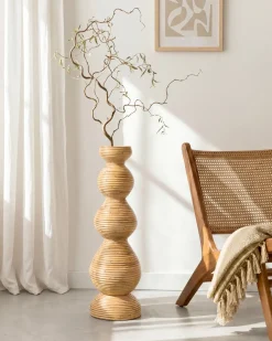 Wazon dekoracyjny GERACE Rattan 70 cm Naturalny