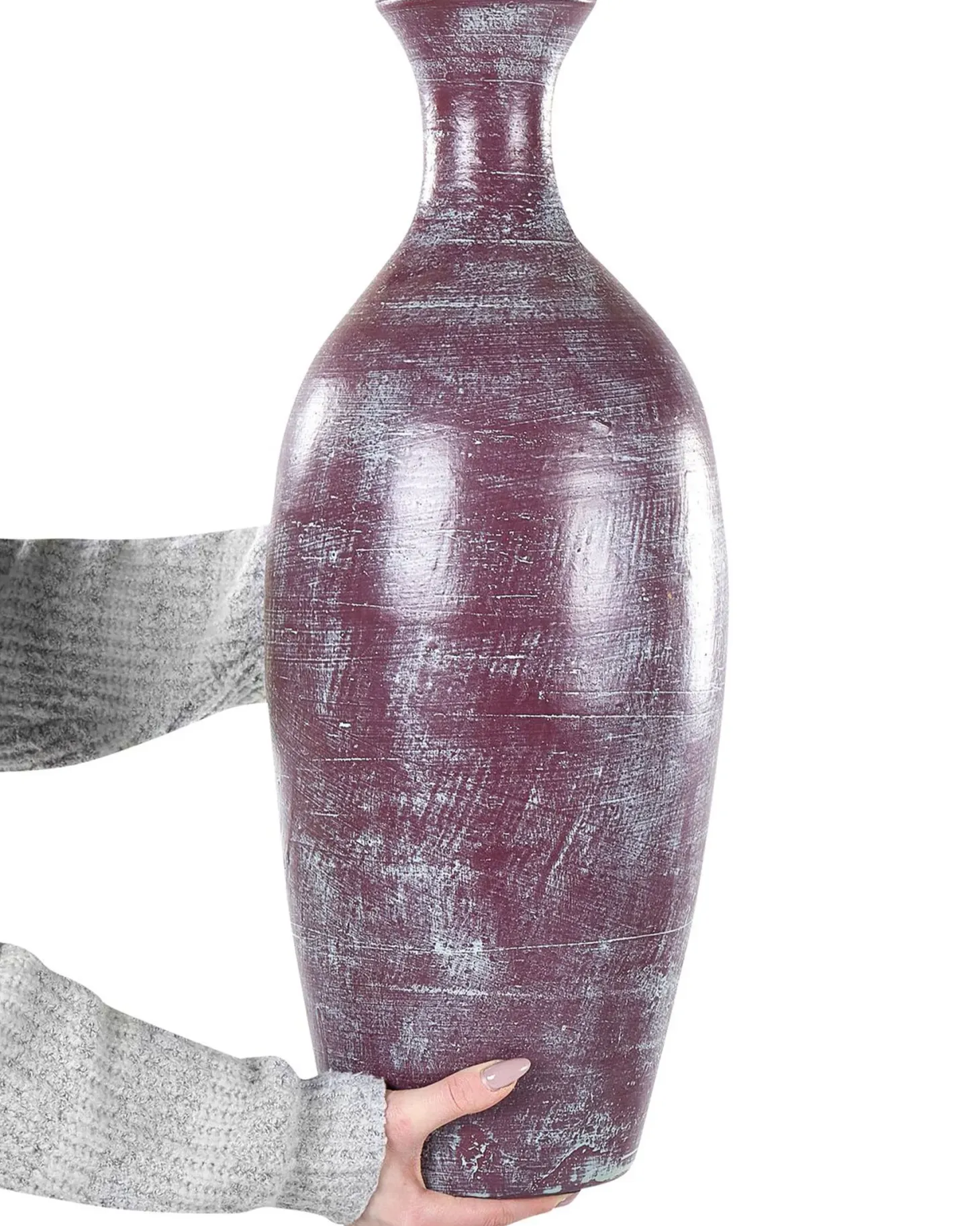 Wazon dekoracyjny KARDIA Ceramika 57 cm Brązowy