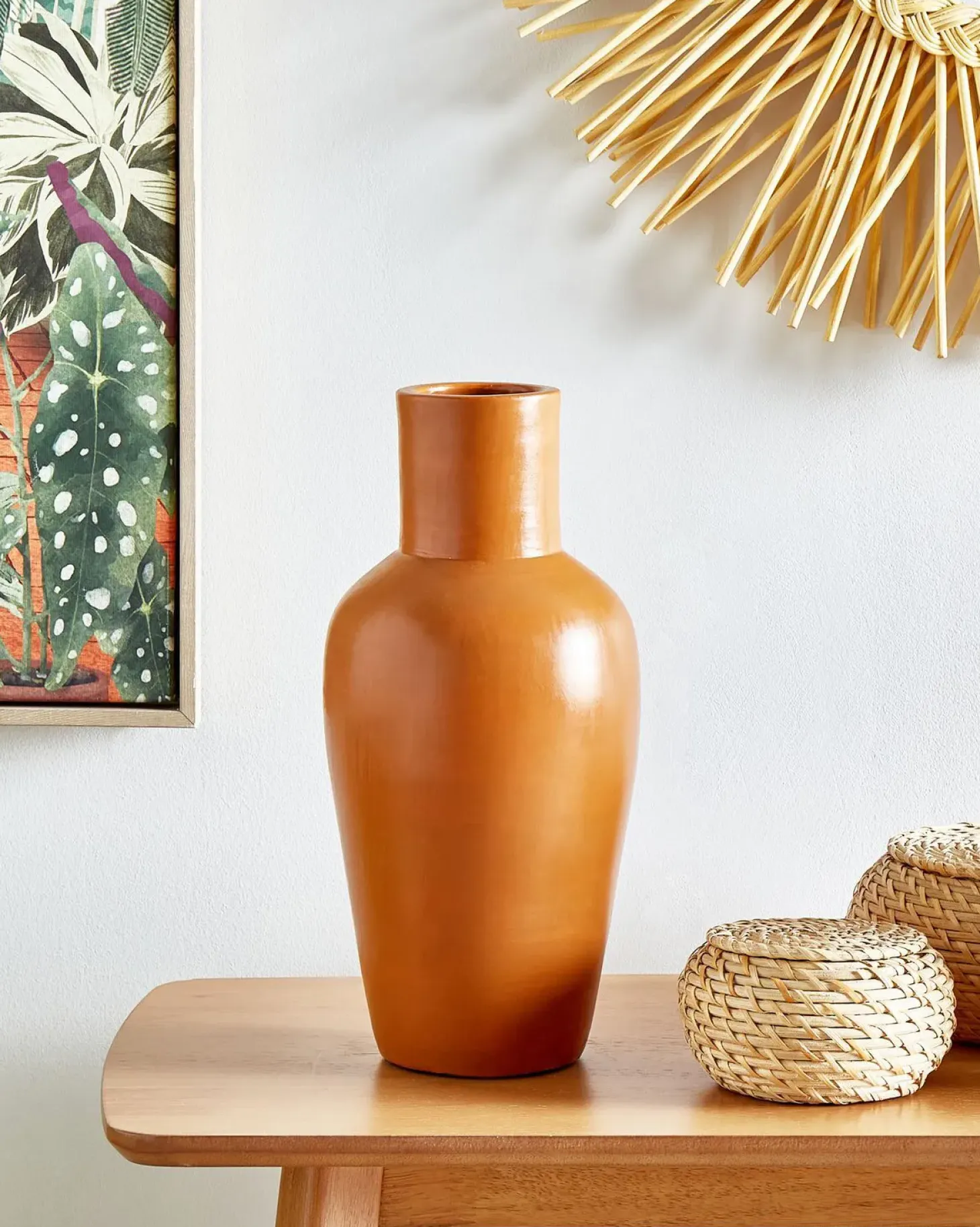 Wazon dekoracyjny KARFI Ceramika 37 cm Pomarańczowy