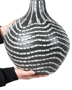 Wazon dekoracyjny KUALU Ceramika 35 cm Czarny