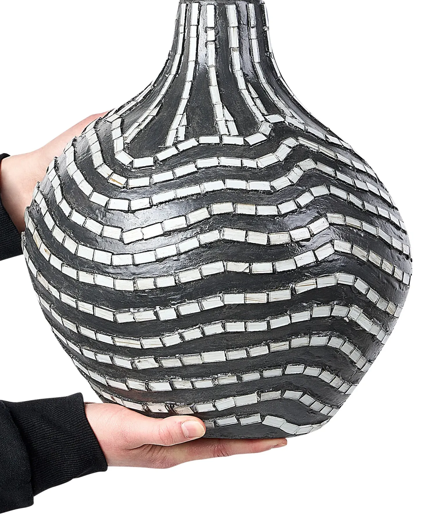 Wazon dekoracyjny KUALU Ceramika 35 cm Czarny