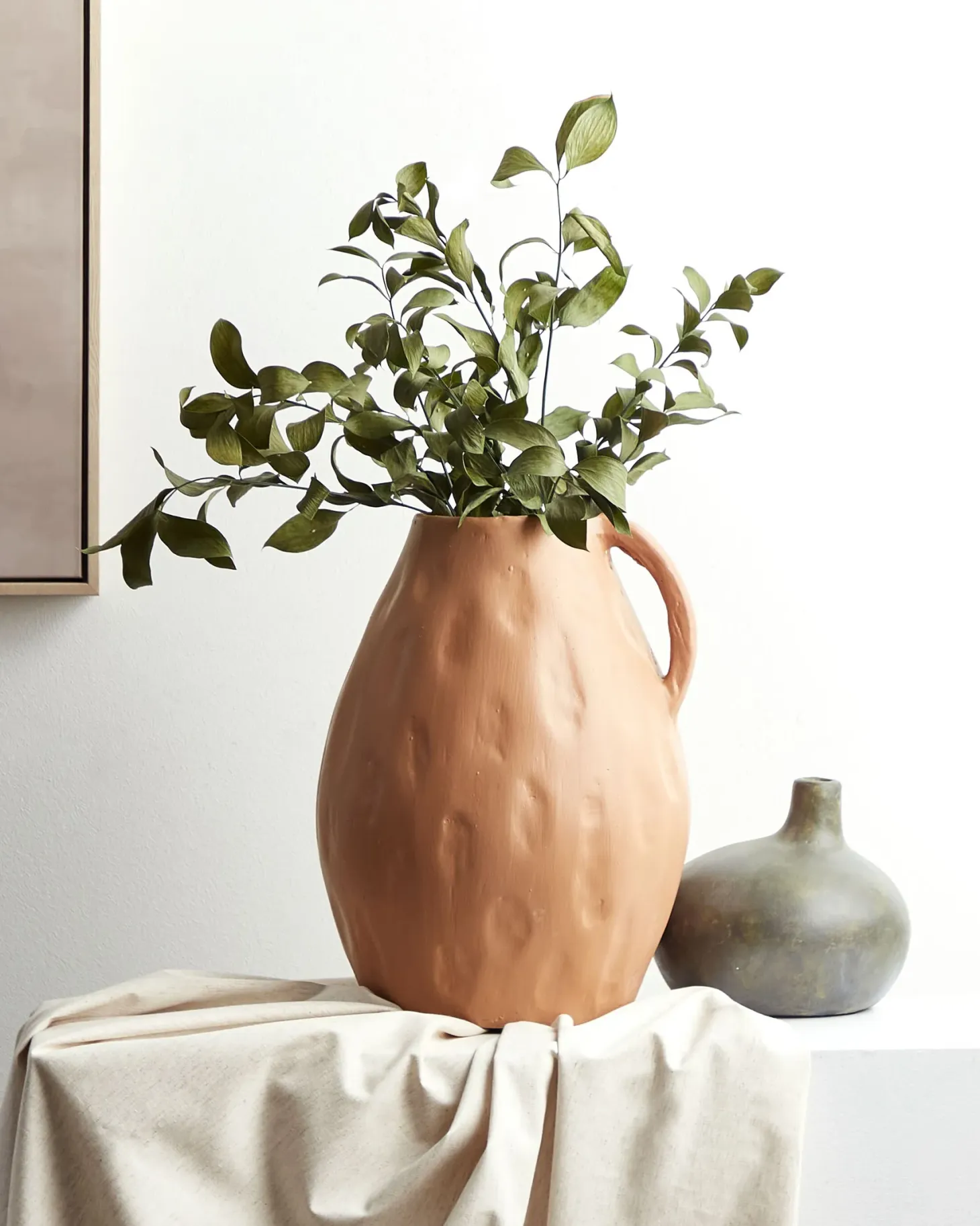 Wazon dekoracyjny KULIM Ceramika 40 cm Piaskowy