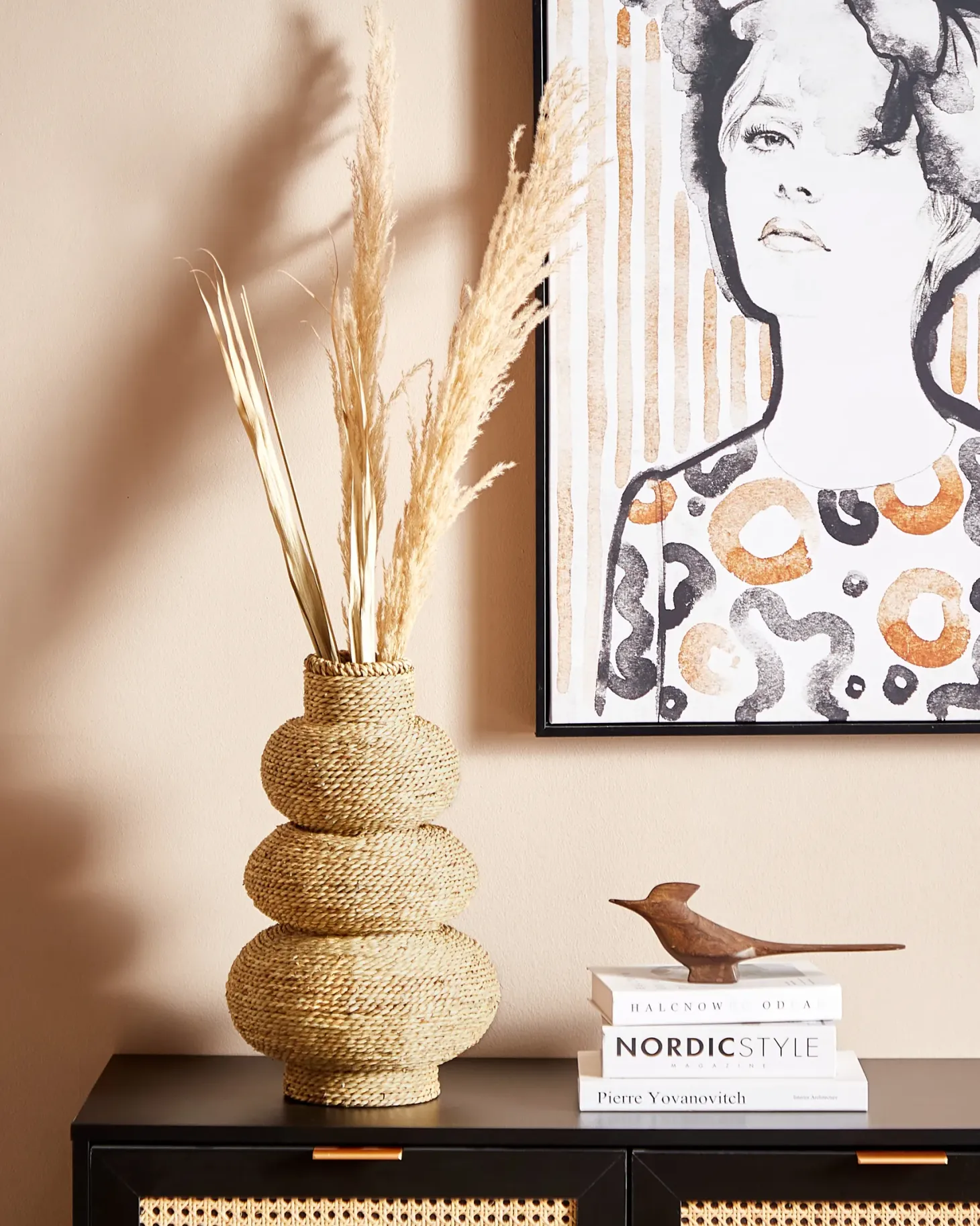 Wazon dekoracyjny MARANG Trawa morska 41 cm Naturalny