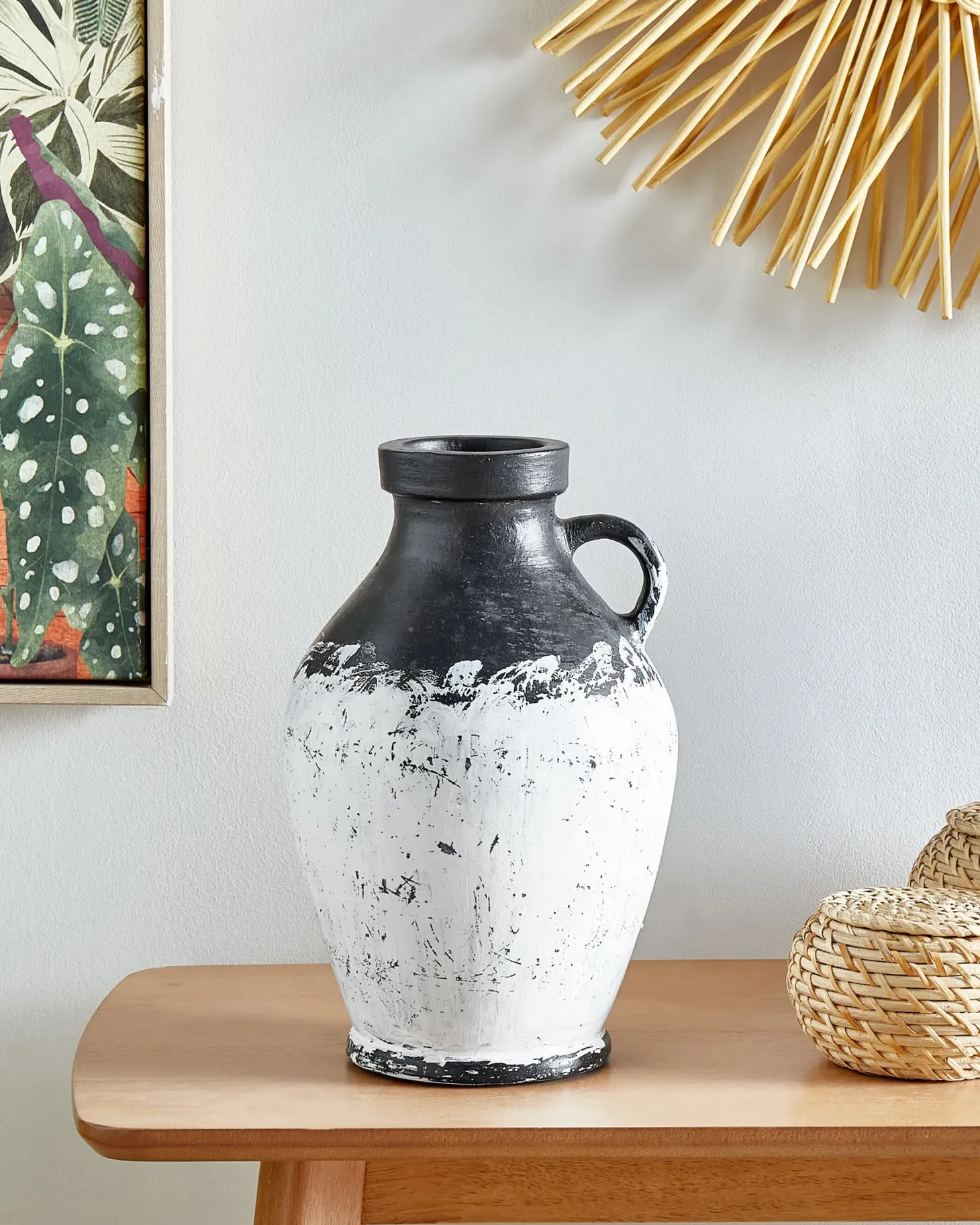 Wazon dekoracyjny MASSALIA Ceramika 33 cm Biały