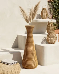 Wazon dekoracyjny NIDRI Rattan 70 cm Naturalny