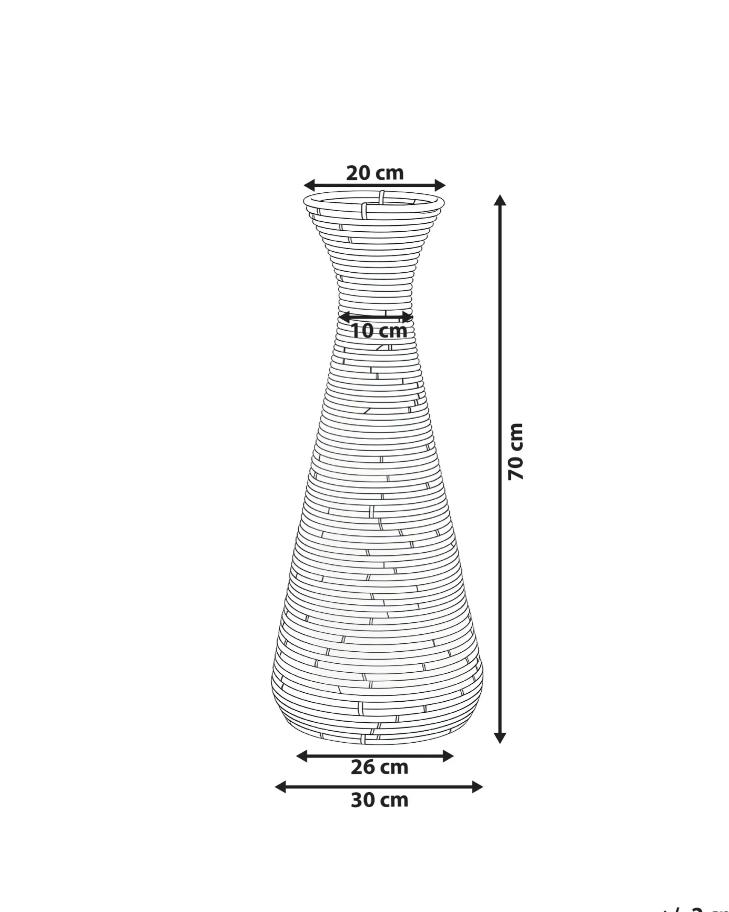 Wazon dekoracyjny NIDRI Rattan 70 cm Naturalny