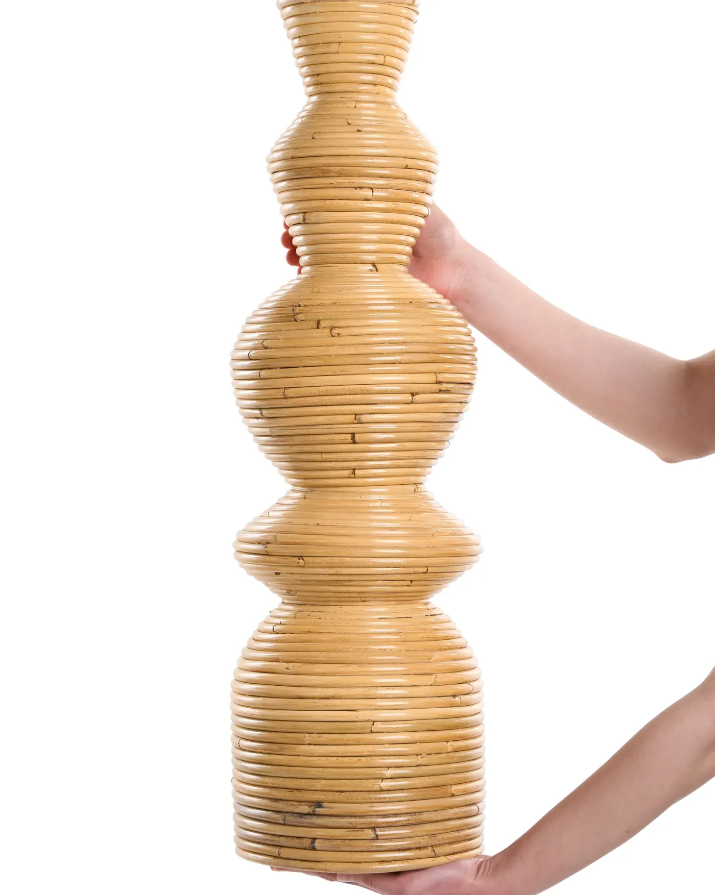 Wazon dekoracyjny NUORO Rattan 70 cm Naturalny