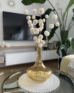 Wazon dekoracyjny PANEER Szkło 30 cm Żółty