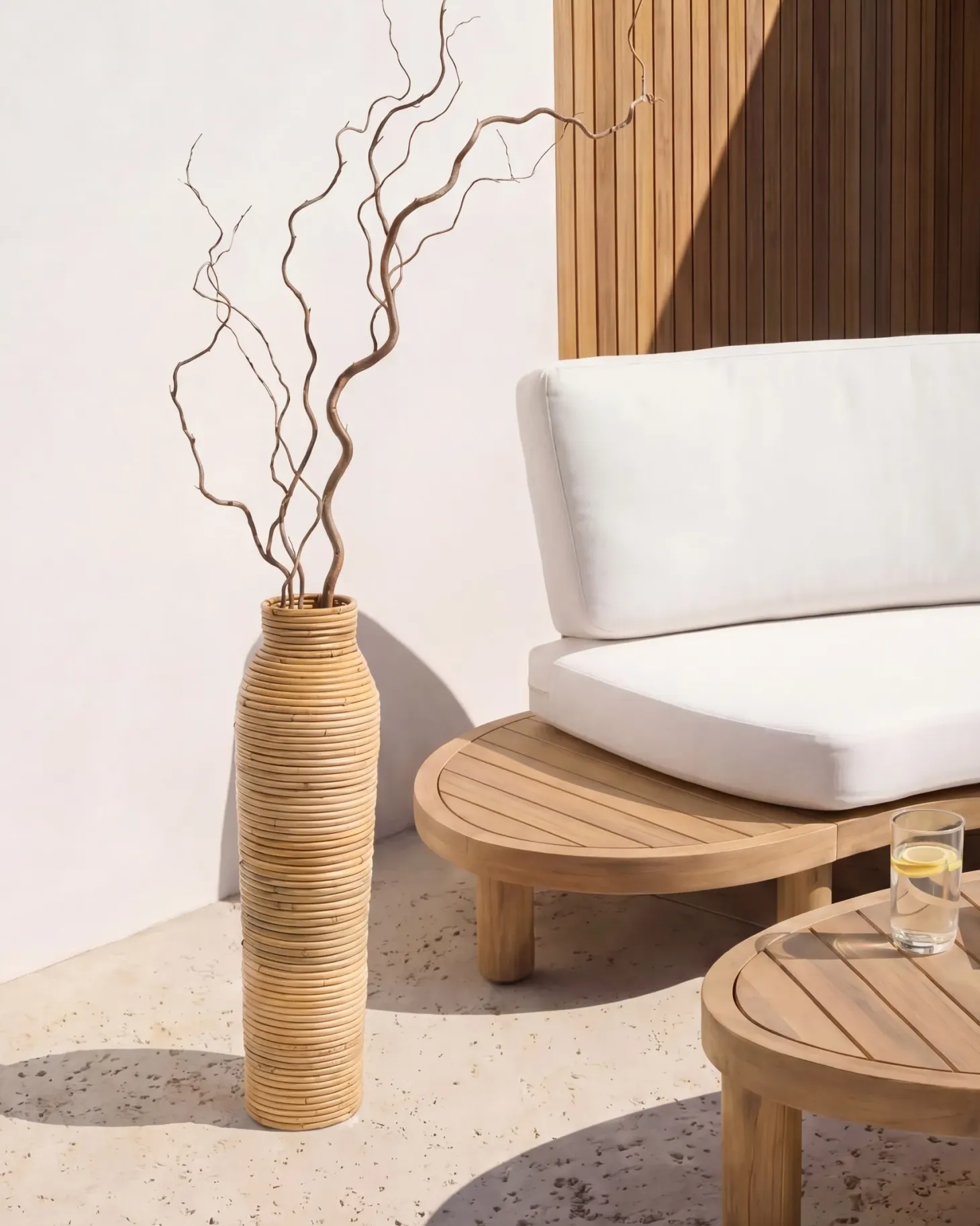 Wazon dekoracyjny PREMANA Rattan 55 cm Naturalny