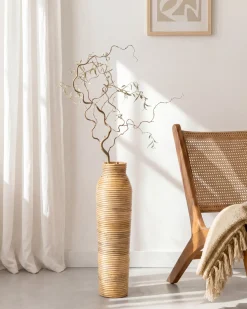 Wazon dekoracyjny PREMANA Rattan 55 cm Naturalny