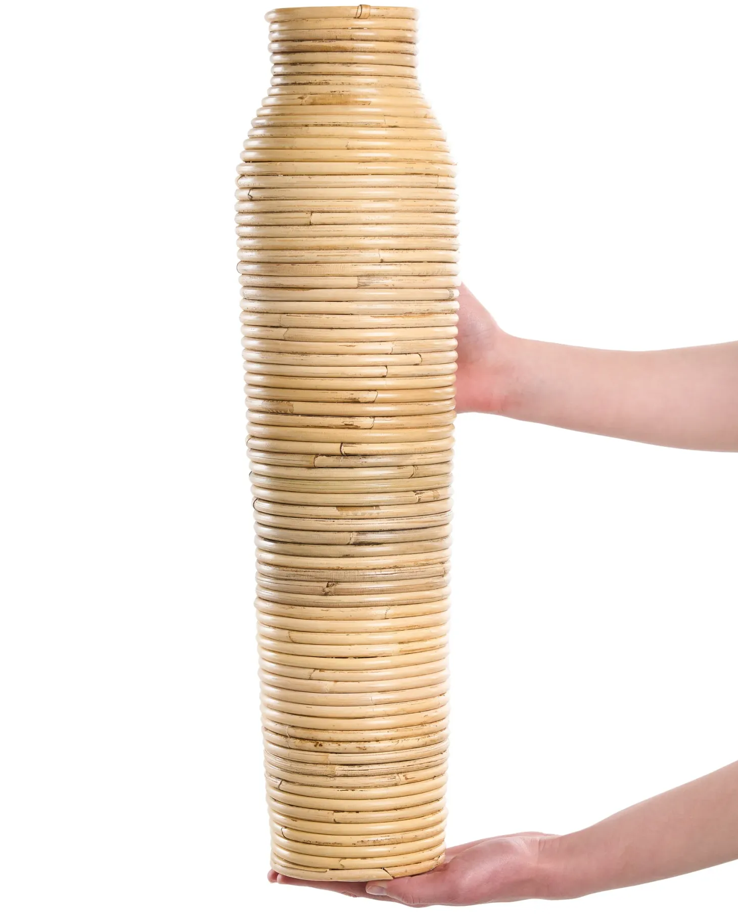 Wazon dekoracyjny PREMANA Rattan 55 cm Naturalny