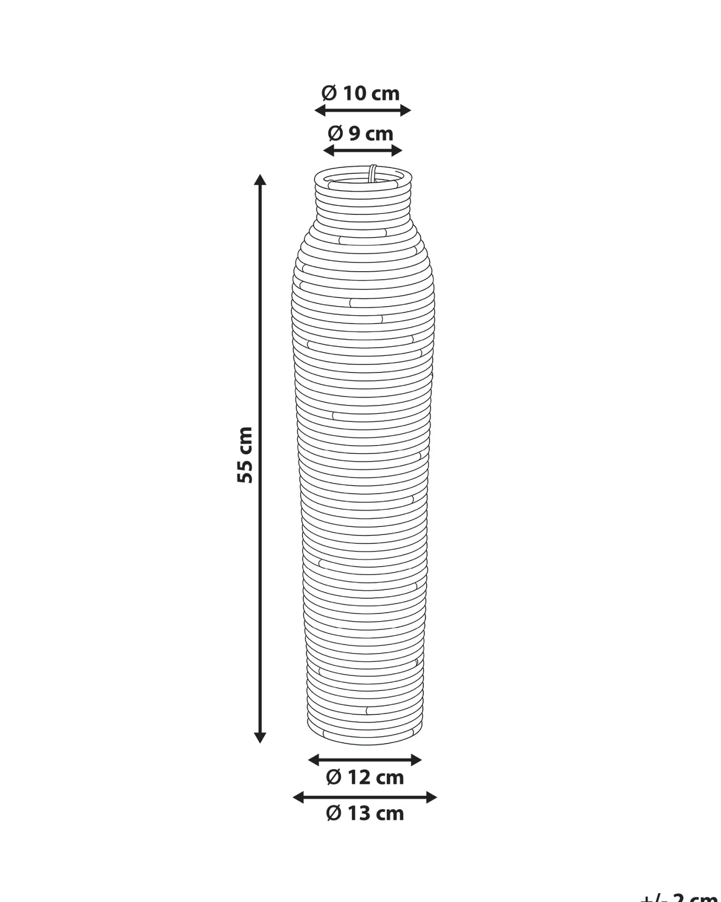 Wazon dekoracyjny PREMANA Rattan 55 cm Naturalny