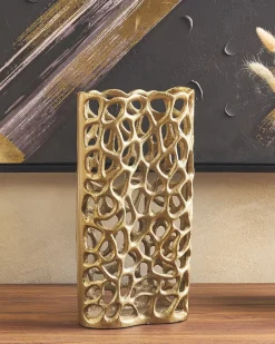 Wazon dekoracyjny SANCHI Metal 33 cm Złoty