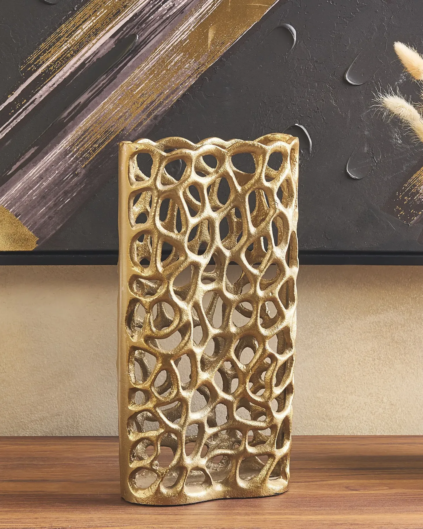 Wazon dekoracyjny SANCHI Metal 33 cm Złoty