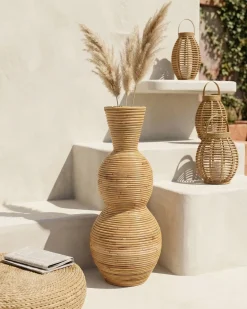 Wazon dekoracyjny SYMI Rattan 70 cm Naturalny