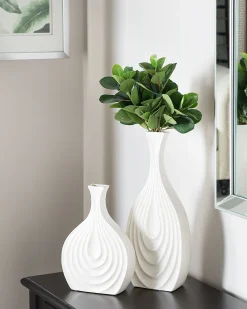 Wazon dekoracyjny THAPSUS Ceramika 39 cm Biały