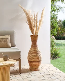 Wazon dekoracyjny TRINISA Rattan 70 cm Naturalny
