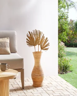 Wazon dekoracyjny TRINISA Rattan 50 cm Naturalny
