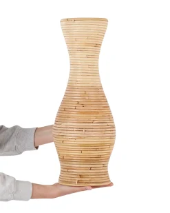 Wazon dekoracyjny TRINISA Rattan 50 cm Naturalny