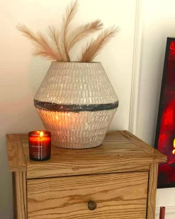 Wazon na kwiaty ARUNCUS Ceramika 30 cm Beżowy