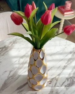 Wazon na kwiaty AVILA Kamionka 36 cm Biały