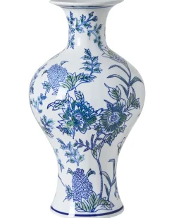 Wazon na kwiaty BERGA Porcelana 36 cm Biały/ niebieski