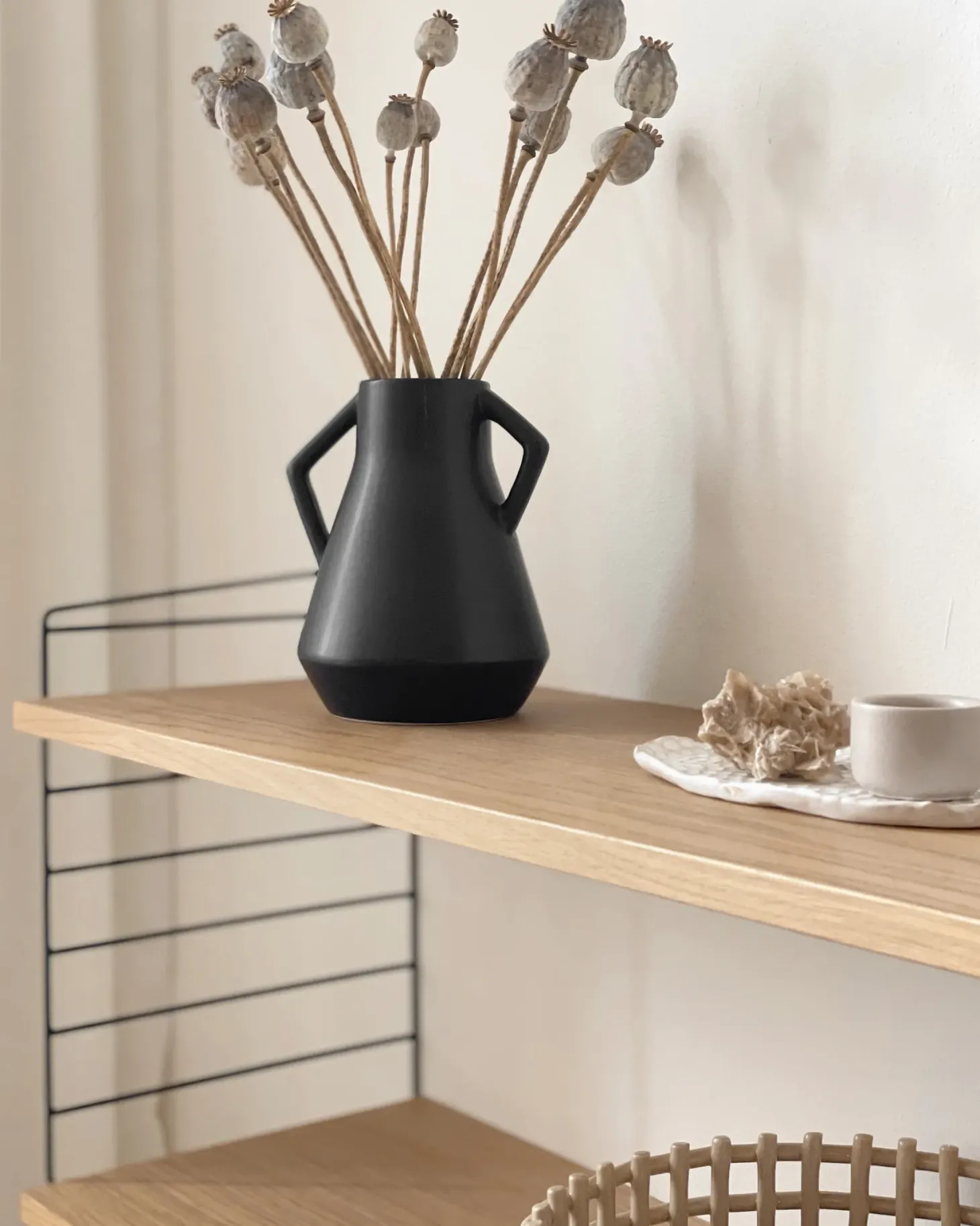 Wazon na kwiaty FERMI Ceramika 20 cm Czarny