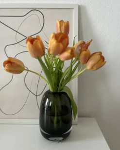 Wazon na kwiaty FYSKA Szkło 18 cm Ciemnoszary