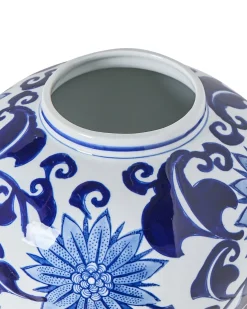 Wazon na kwiaty GIRONA Porcelana 35 cm Biały/ niebieski