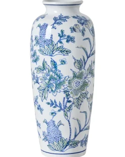 Wazon na kwiaty GUADIX Porcelana 35 cm Biały/ niebieski