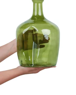 Wazon na kwiaty KERALA Szkło 30 cm Oliwkowy