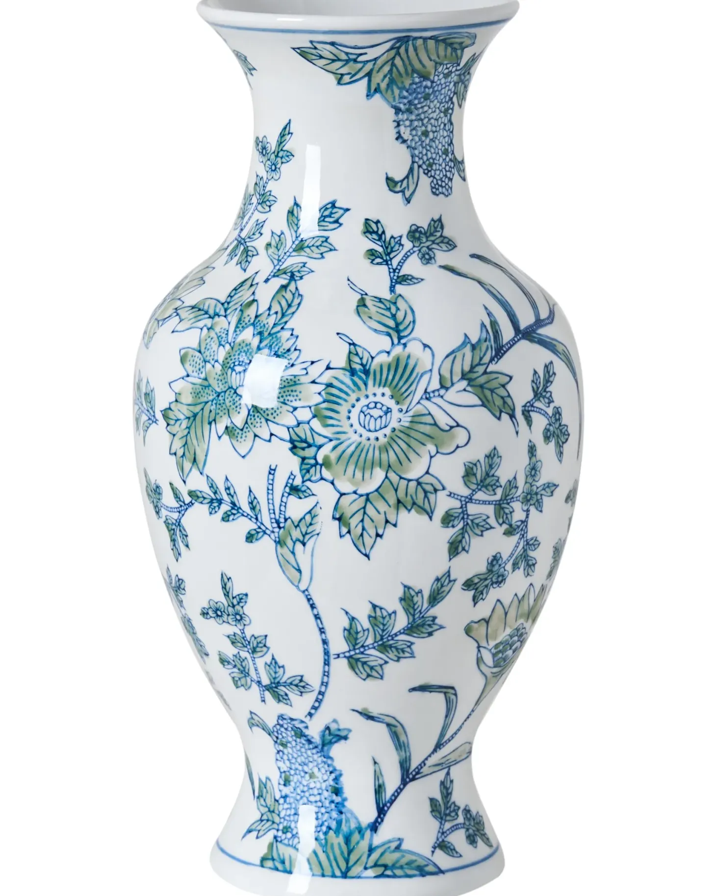 Wazon na kwiaty LLANES Porcelana 36 cm Biały/ niebieski
