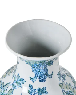Wazon na kwiaty LLANES Porcelana 36 cm Biały/ niebieski