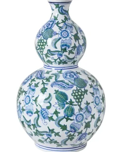 Wazon na kwiaty MOSTOLES Porcelana 45 cm Biały/ niebieski
