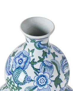 Wazon na kwiaty MOSTOLES Porcelana 45 cm Biały/ niebieski