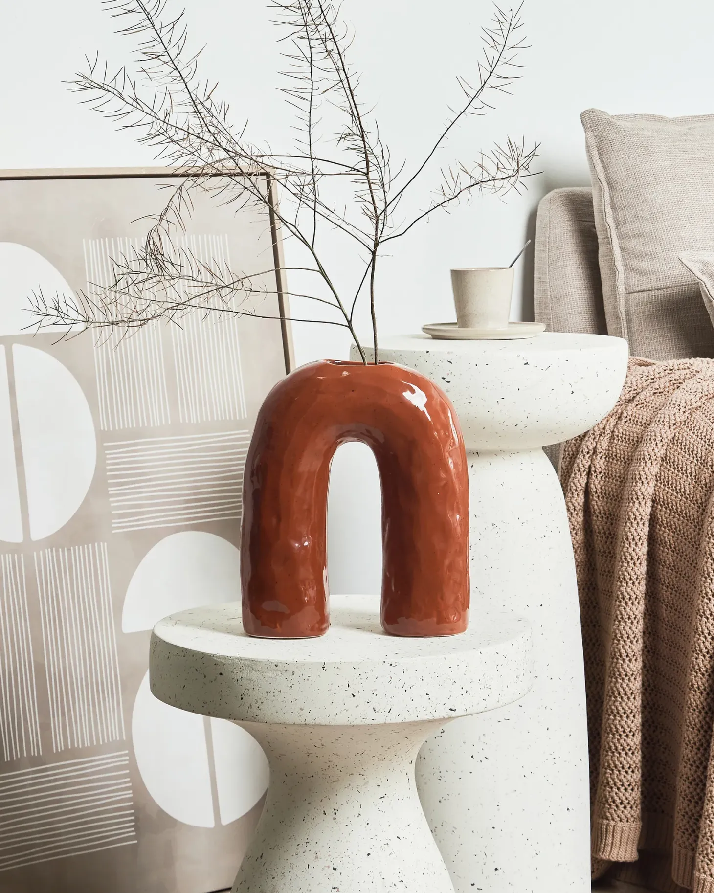 Wazon na kwiaty PERCH Kamionka 29 cm Brązowy