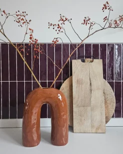 Wazon na kwiaty PERCH Kamionka 29 cm Brązowy
