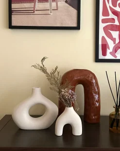 Wazon na kwiaty PERCH Kamionka 29 cm Brązowy