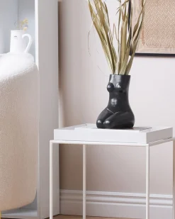 Wazon na kwiaty PYRGOS Ceramika 22 cm Czarny