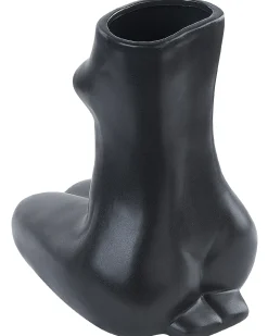 Wazon na kwiaty PYRGOS Ceramika 22 cm Czarny