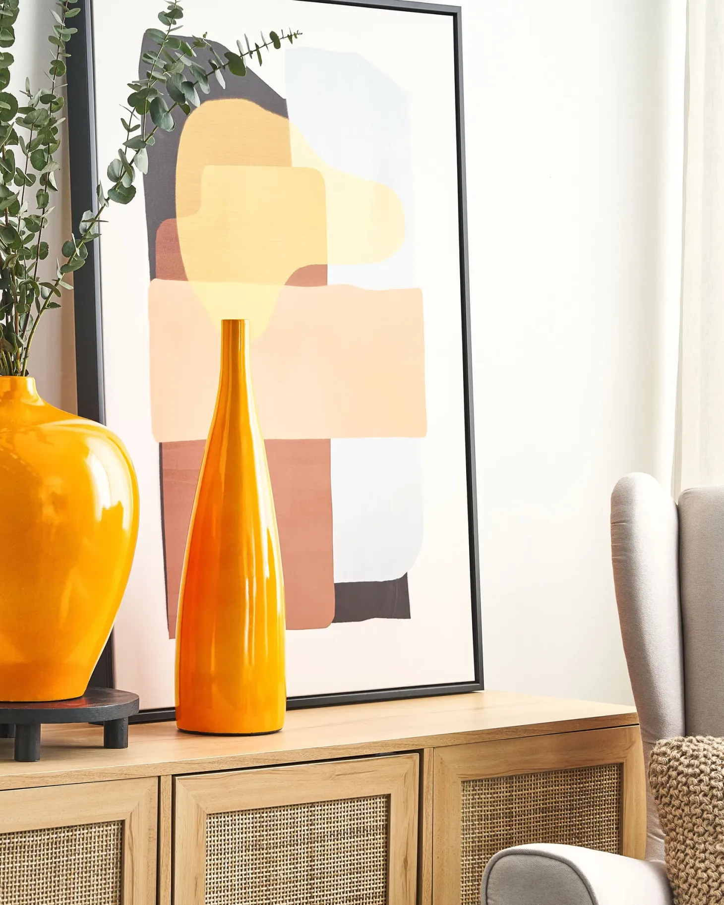 Wazon na kwiaty SABADELL Ceramika 50 cm Pomarańczowy