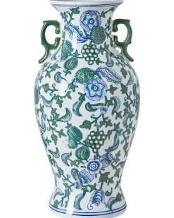 Wazon na kwiaty SEGOWIA Porcelana 47 cm Biały/ niebieski