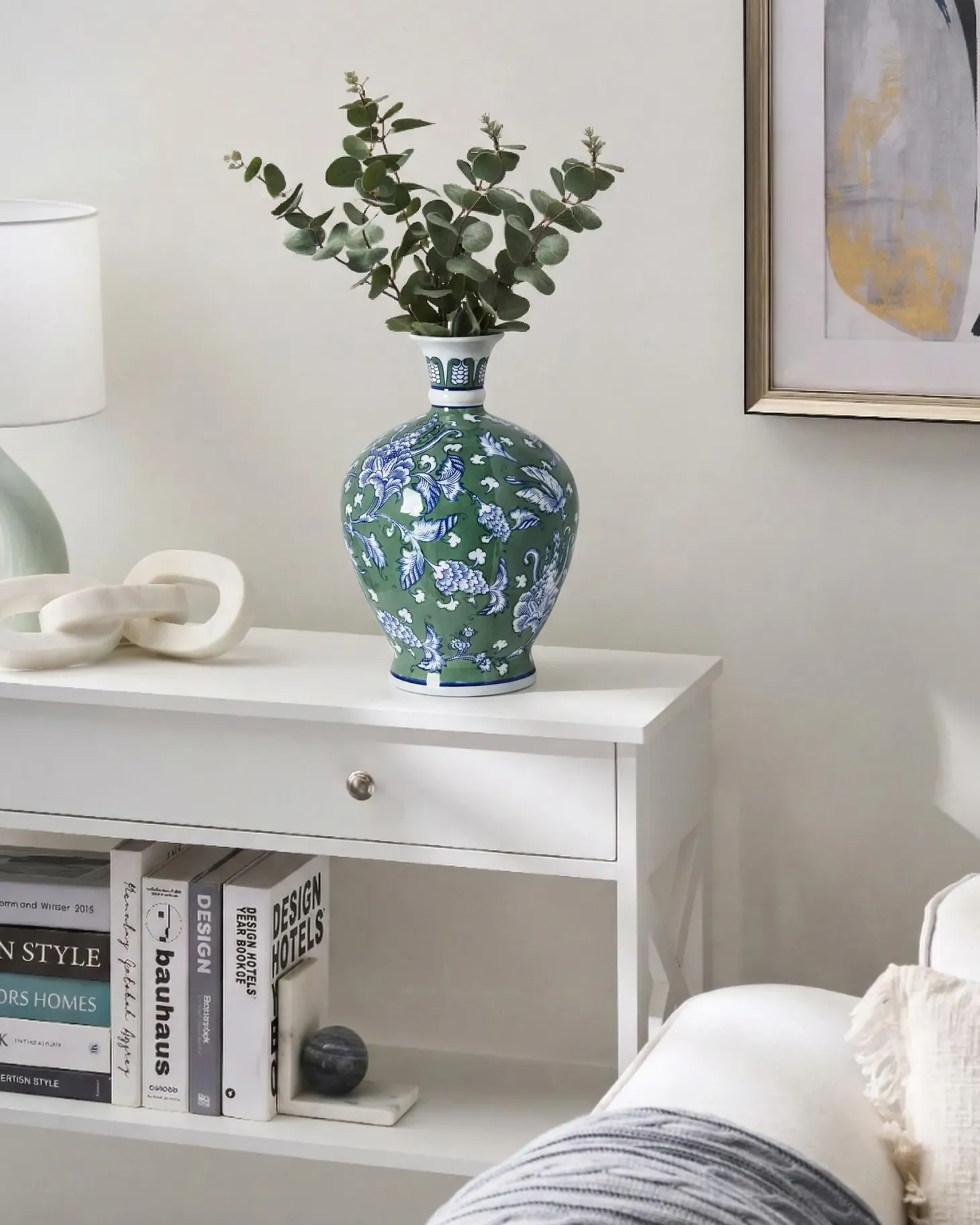 Wazon na kwiaty VALLADOLID Porcelana 36 cm Zielony