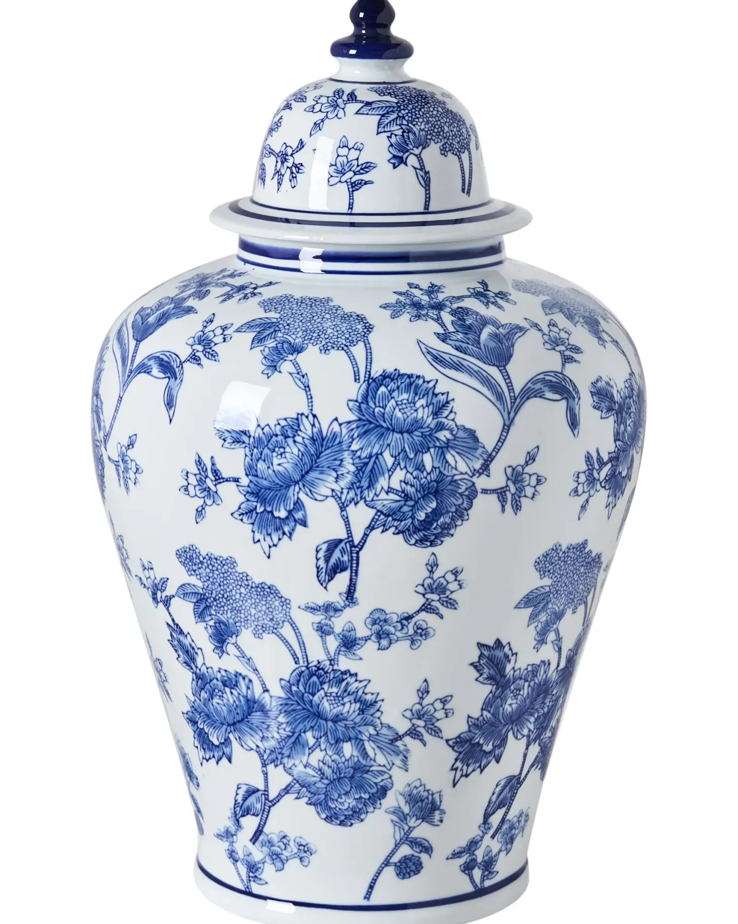Wazon z pokrywką ALFARO Porcelana 46 cm Biały/ niebieski