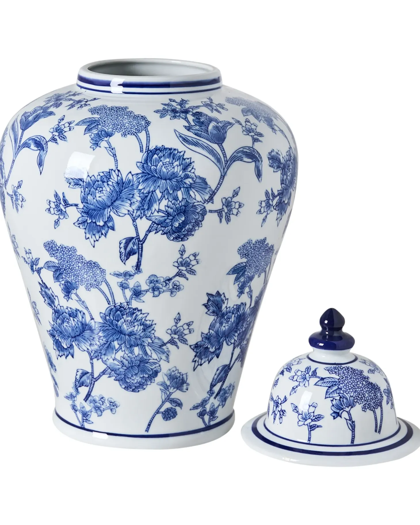 Wazon z pokrywką ALFARO Porcelana 46 cm Biały/ niebieski